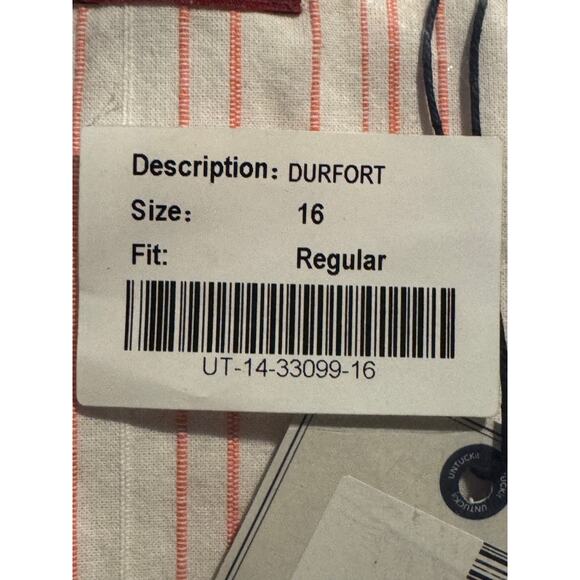 Untuckit New Durfort Cotton Tunic Blouse Top Pink Striped Long Sleeve Size 16 - Picture 7 of 7